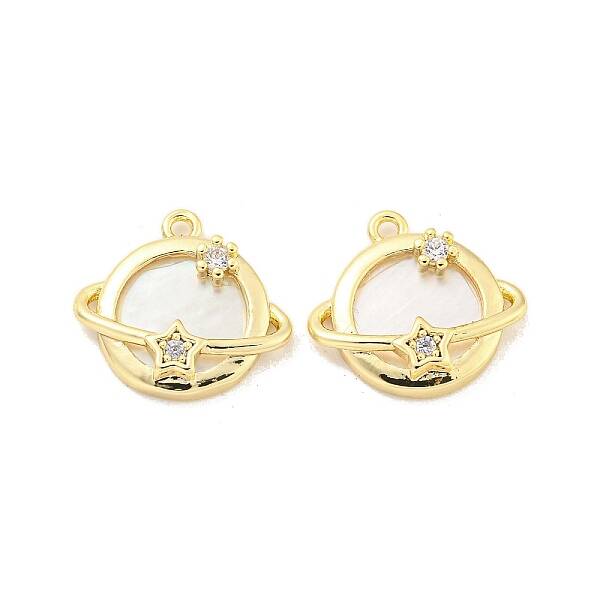 Brass Pave Shell Pendants
