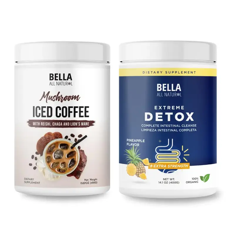 Bella All Natural Mix Match Bundle  - Get 1 Mushroom Iced Coffee and 1 Piña Colon Cleanse Powder
