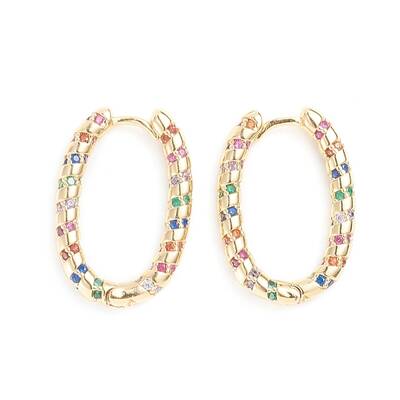 Brass Micro Pave Cubic Zirconia Huggie Hoop Earrings
