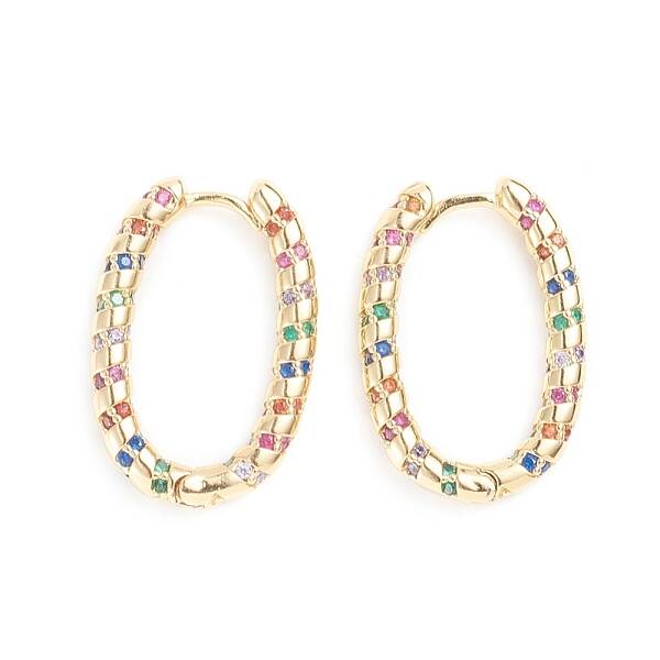 Brass Micro Pave Cubic Zirconia Huggie Hoop Earrings