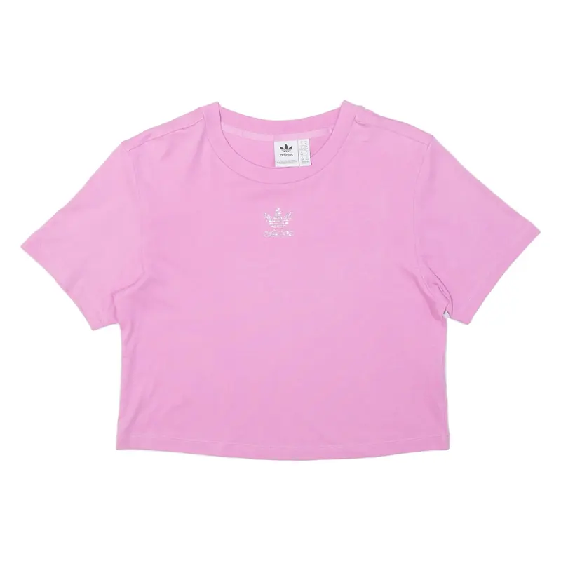 ADIDAS Jewel Cropped Womens T-Shirt Pink UK 14