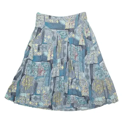 FASHION STYLE Womens A-Line Skirt Blue Midi Viscose Crazy Pattern M