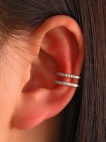 Rhinestone Decorated Ear Cuff,  Double Layer Ear Cuff for Women & Girls, Fashion Jewelry for Party, Daily Clothing Decor, Tre...