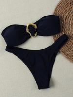 Two-piece Set Women's Bikini Set, Casual Fashion Chic Swim Top & Swim Bottom Swimsuit Set, Ladies Swimwear for Beach Holiday ...