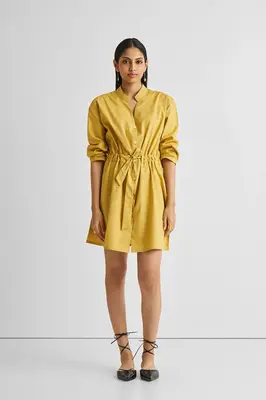 Short Tie Waist Dress in Tuscan Sun | Color: Tuscan Sun | Size: XS