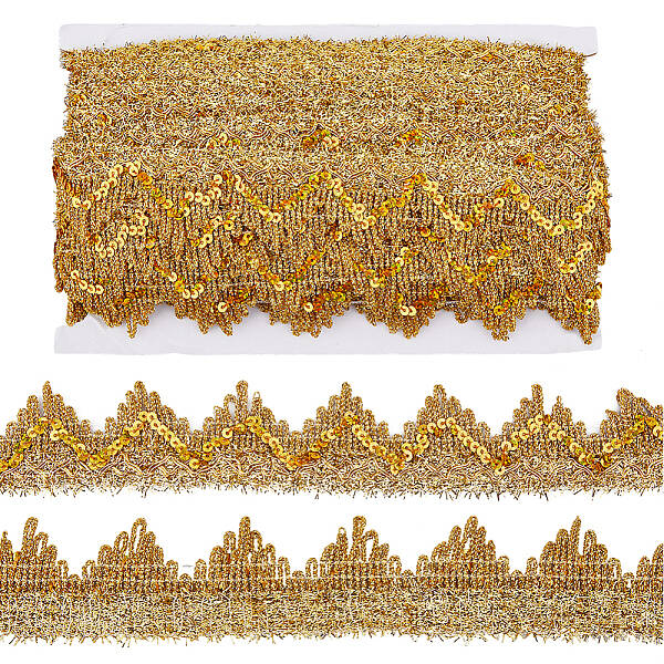 13M Sequin Polyester Wavy Lace Ribbon