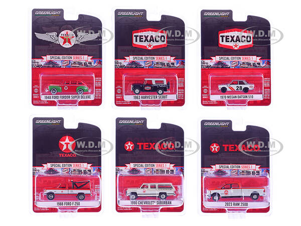 Texaco Special Edition Series 1 Set of 6 pieces 1/64 Diecast Model Cars by Greenlight