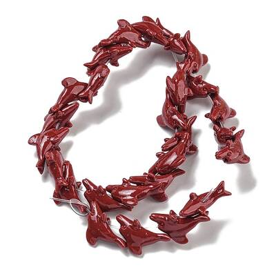 Synthetic Coral Carved Beads Strands