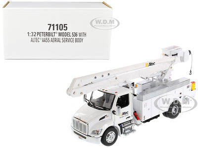 Peterbilt 536 Truck with Altec AA55 Aerial Service Body White \