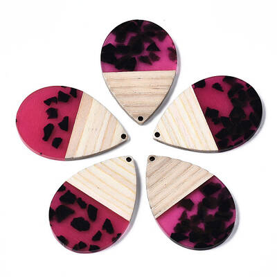 Transparent Resin & Walnut Wood Pendants
