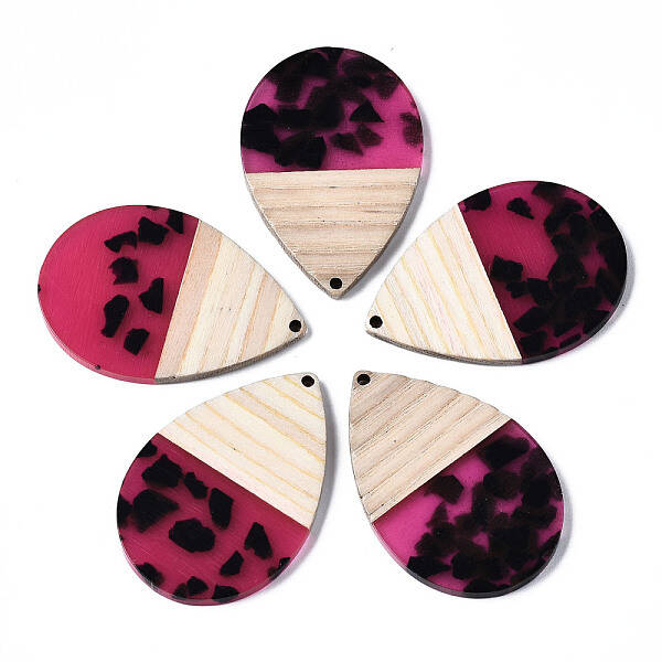 Transparent Resin & Walnut Wood Pendants