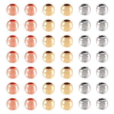 60Pcs 3 Colors Brass Beads