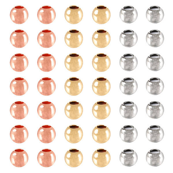60Pcs 3 Colors Brass Beads