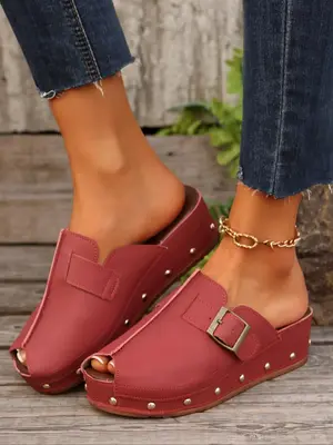 Women's Fashionable Solid Color Platform Sandals, Casual Comfortable Platform Sandals for Summer, Female All-match Sandals fo...