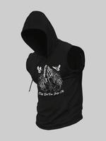 Men's Eagle Print Hooded Tank Top, Regular Fit Casual Street Style Sleeveless Hooded Top for Daily Wear, Men's Clothes for Al...