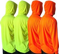 4 SHIRT PACK OF Hi Visibility ultra light weigh Long sleeve hoodie shirt / polyester birdeye Fabric for quick dry AVAIALBE IN...