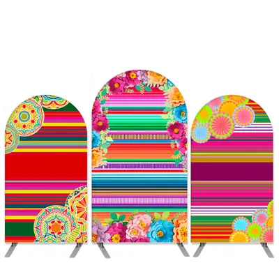 Aperturee Mexican Theme Stripe Arch Backdrop Kit For Party | Round Arch Backdrop Cover | Chiara Arch Backdrop Diy | Chiara Wa...