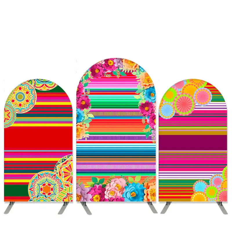 Aperturee Mexican Theme Stripe Arch Backdrop Kit For Party | Round Arch Backdrop Cover | Chiara Arch Backdrop Diy | Chiara Wa...