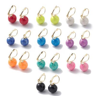 Brass Enamel Leverback Earrings