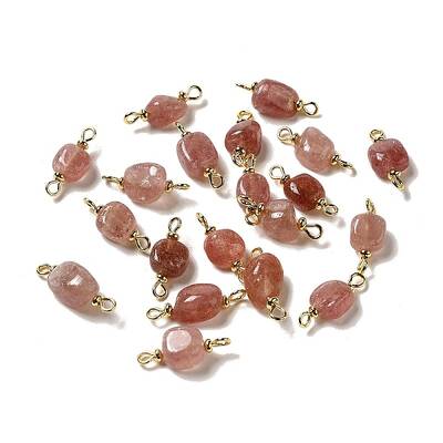 Natural Strawberry Quartz Connector Charms