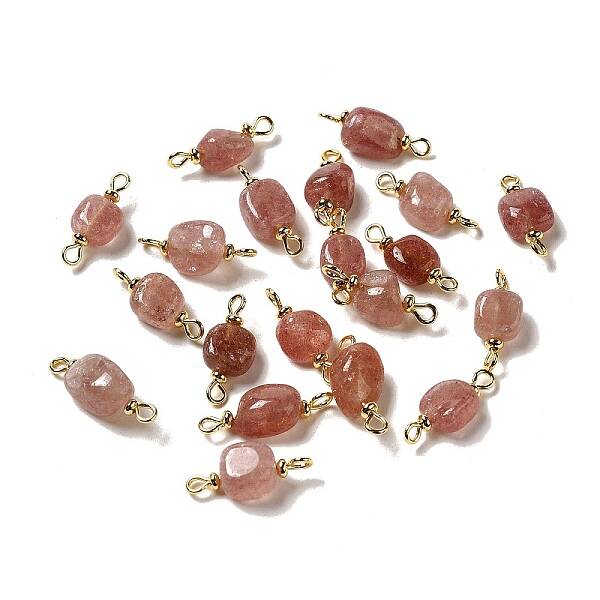 Natural Strawberry Quartz Connector Charms