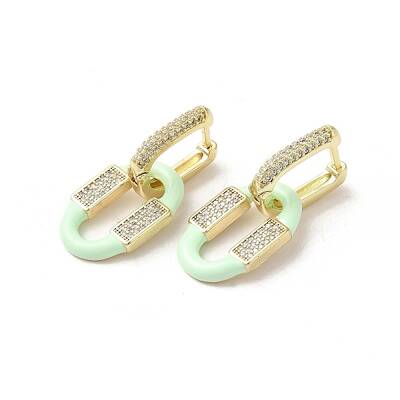 Oval Real 18K Gold Plated Brass Dangle Hoop Earrings