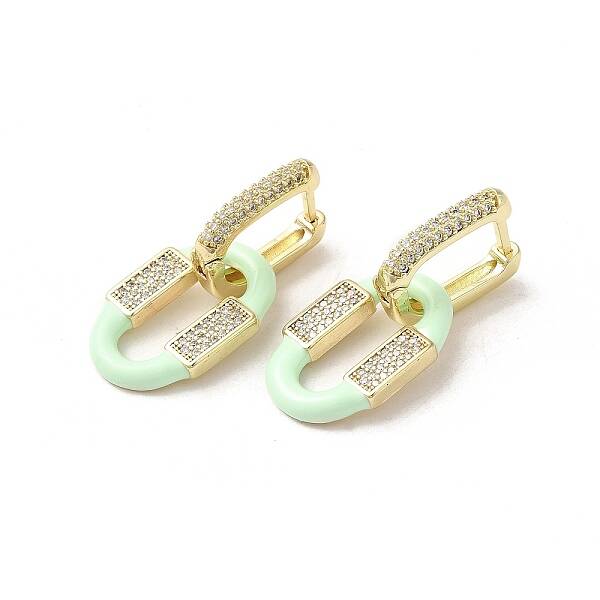Oval Real 18K Gold Plated Brass Dangle Hoop Earrings