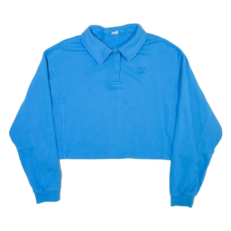 PUMA Cropped Womens Sweatshirt Blue Collared L