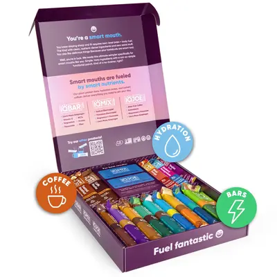 IQBAR Ultimate Sampler Pack | 9 Plant Protein Bars, 8 Electrolyte Mixes, 4 Mushroom Coffees | All Flavors For Easy Trial | Ve...