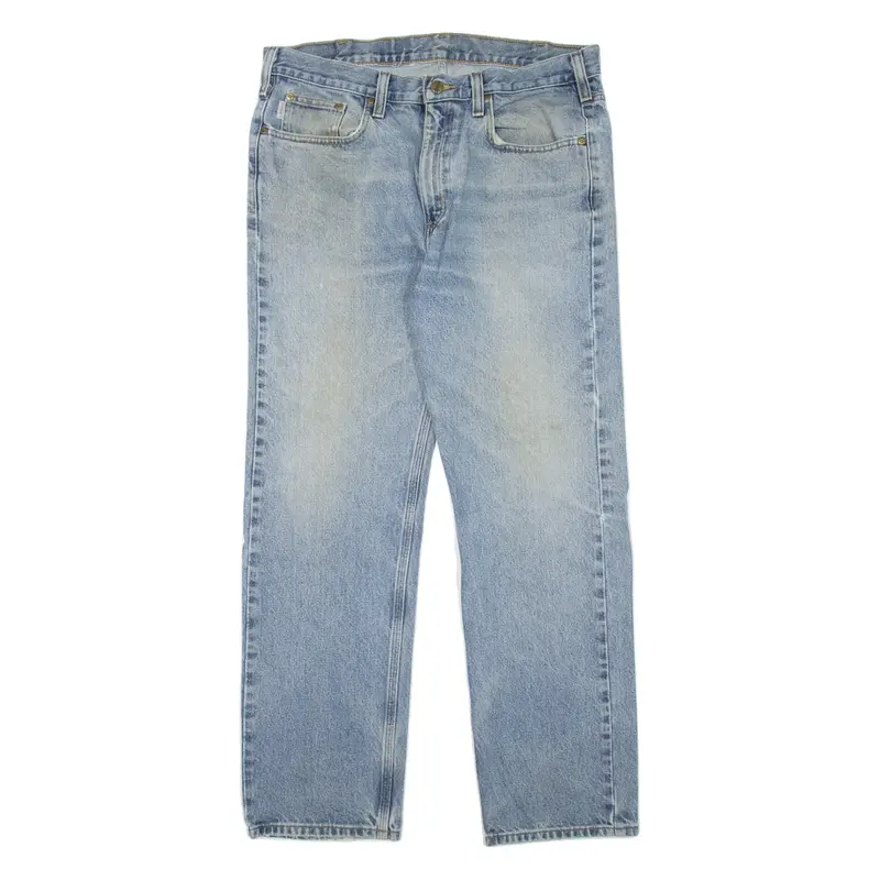 CARHARTT Workwear Mens Jeans Blue Regular Straight Stone Wash W35 L32