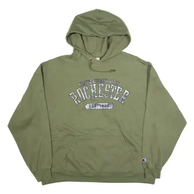 CHAMPION University Of Rochester Mens Green Hoodie USA 2XL