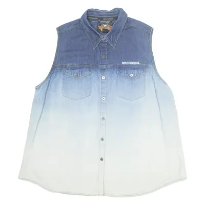 HARLEY DAVIDSON Womens Denim Shirt Blue Sleeveless XL