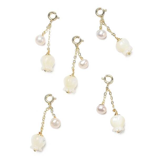 Natural Trochid Shell Flower Pendant Decoration