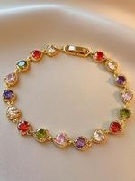 Women's Elegant Colorful Rhinestones Decor Matching Bracelet, Casual 2024 New Trendy Boho Style Bracelet with Heart Design fo...