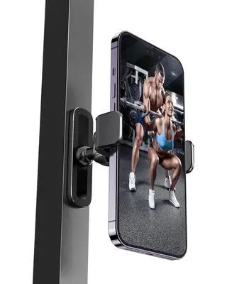 Portable Gym Accessories Magnetic Phone Holder, 360 Adjustable, Compatible with 4.7-6.5 Smartphones for iPhone & Android ,F...