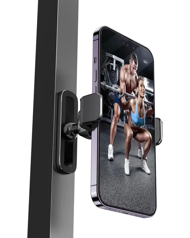 Portable Gym Accessories Magnetic Phone Holder, 360 Adjustable, Compatible with 4.7-6.5 Smartphones for iPhone & Android ,F...
