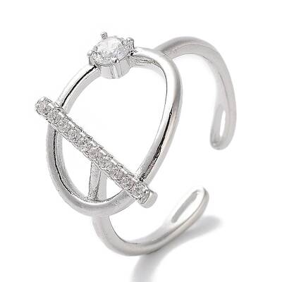 Brass Micro Pave Cubic Zirconia Cuff Rings