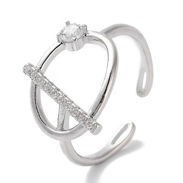 Brass Micro Pave Cubic Zirconia Cuff Rings