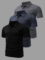 Men's Solid Color Quick Drying Polo Shirt, Regular Fit Casual Short Sleeve Collared Top for Summer, Men's Clothes for Golf Ou...