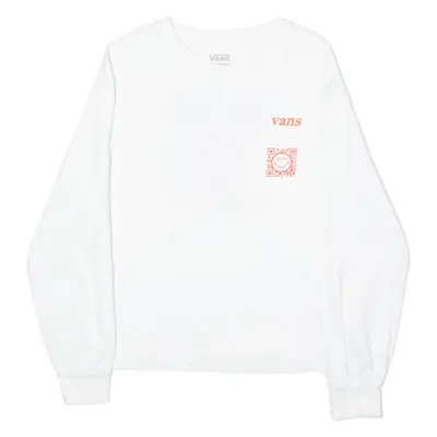 VANS Womens T-Shirt White Long Sleeve Crew Neck M