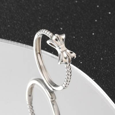 925 Sterling Silver Bowknot Adjustable Rings for Women