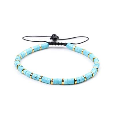Synthetic Turquoise Braided Bead Bracelets for Women