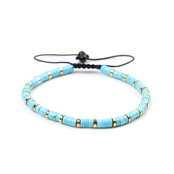 Synthetic Turquoise Braided Bead Bracelets for Women
