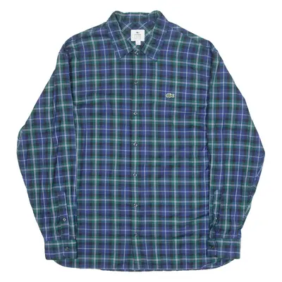 LACOSTE Mens Shirt Blue Check Long Sleeve M