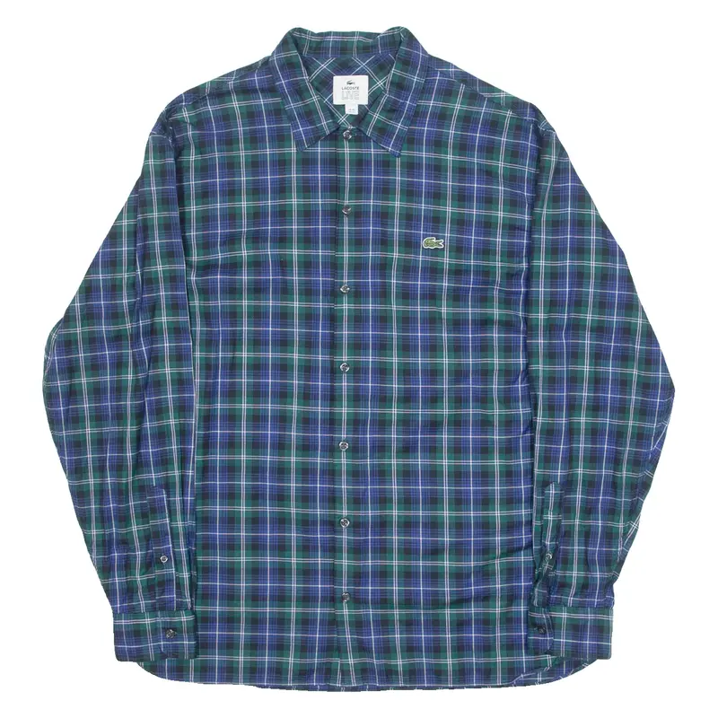 LACOSTE Mens Shirt Blue Check Long Sleeve M