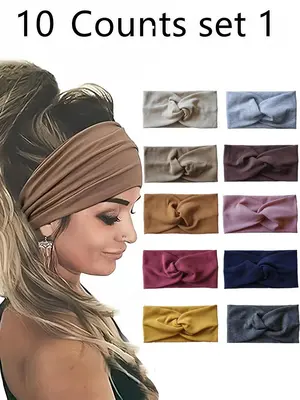 Women's Wide Headband Set, Boho Style Headband, Twisted Hair Band for Daily Use, Fashion Hair Accessories for Women & Girls