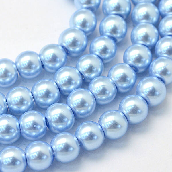 Baking Painted Pearlized Glass Pearl Round Bead Strands