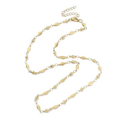 Ion Plating(IP) 304 Stainless Steel Rhombus Link Chain Necklaces for Women