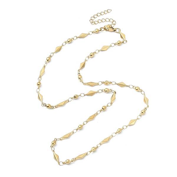 Ion Plating(IP) 304 Stainless Steel Rhombus Link Chain Necklaces for Women