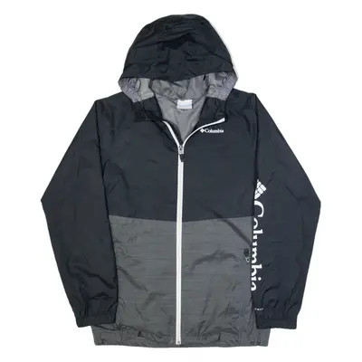COLUMBIA Boys Rain Jacket Grey Hooded XL